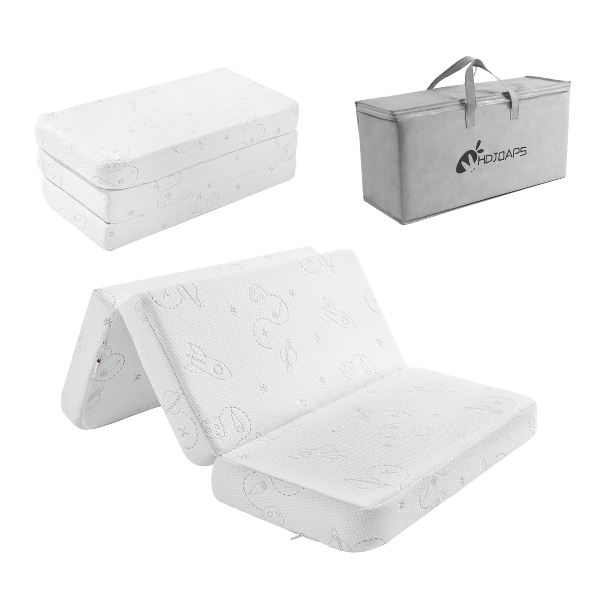Trifold Pack and Play Mattress 38''x26'' with Washable Cover and Travel Bag N381