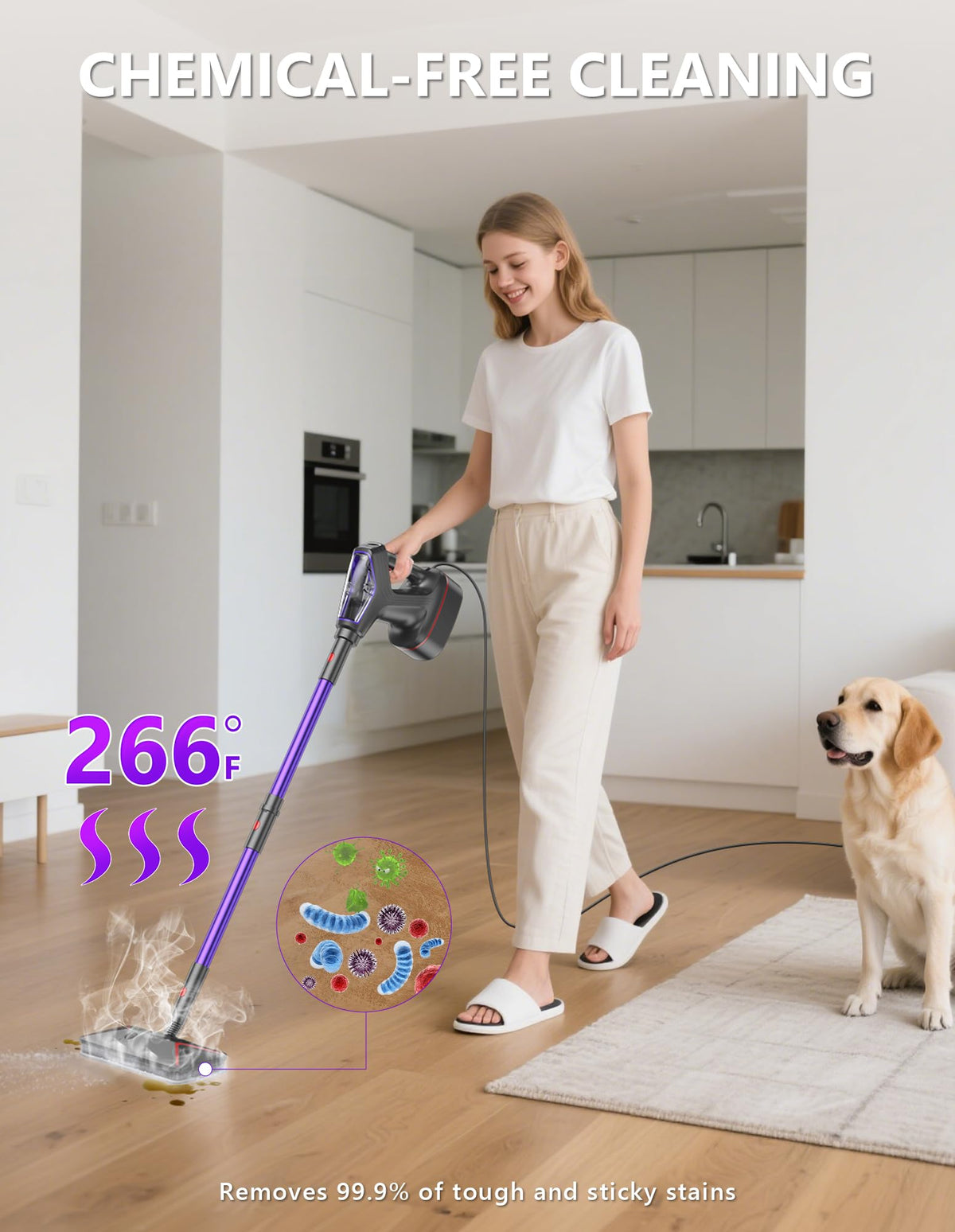 Heavy Duty All-in-One Steam Mop with Detachable Handheld Steamer A63677