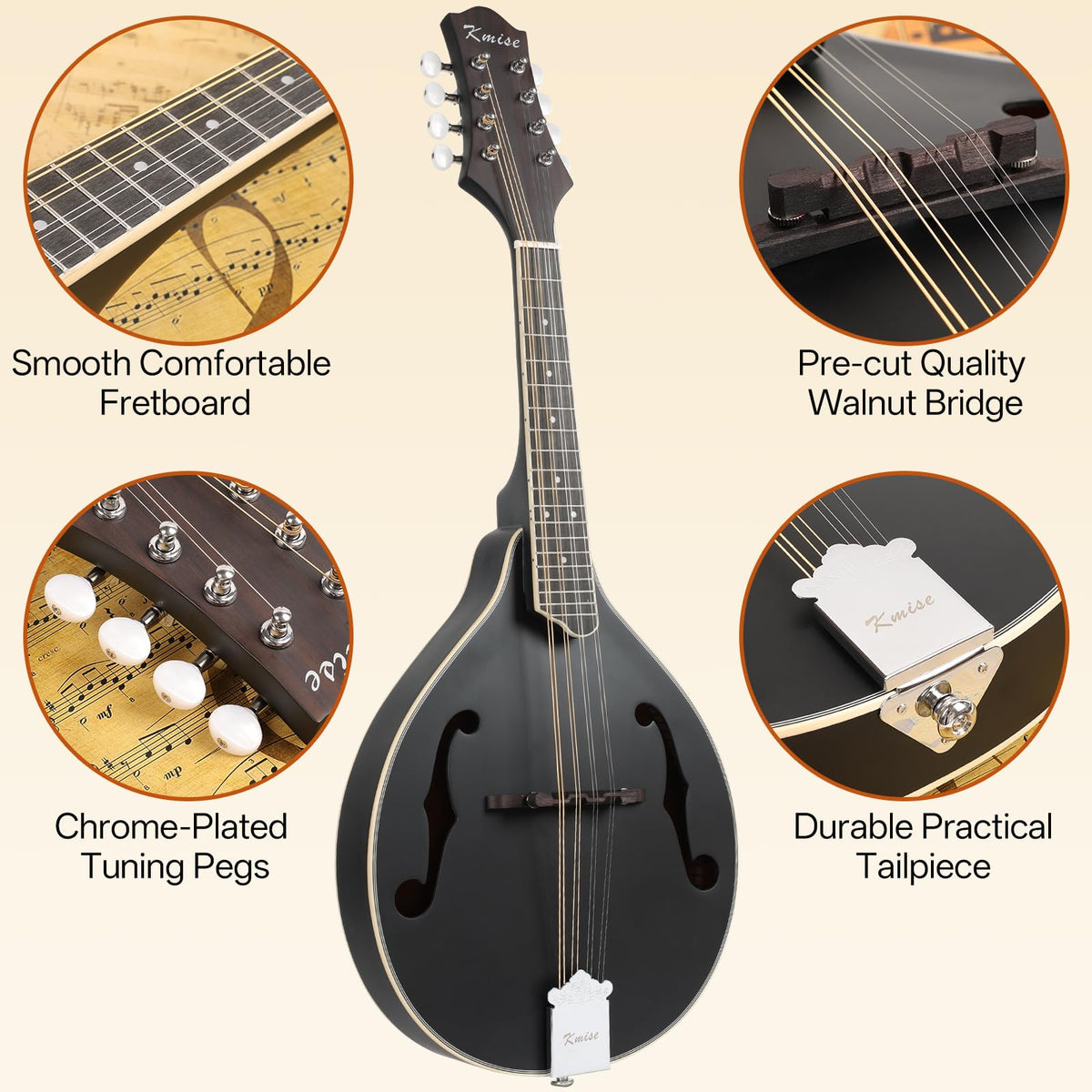 8 String A Style Acoustic Mandolin Kit with Tuner Strap Gig Bag G464
