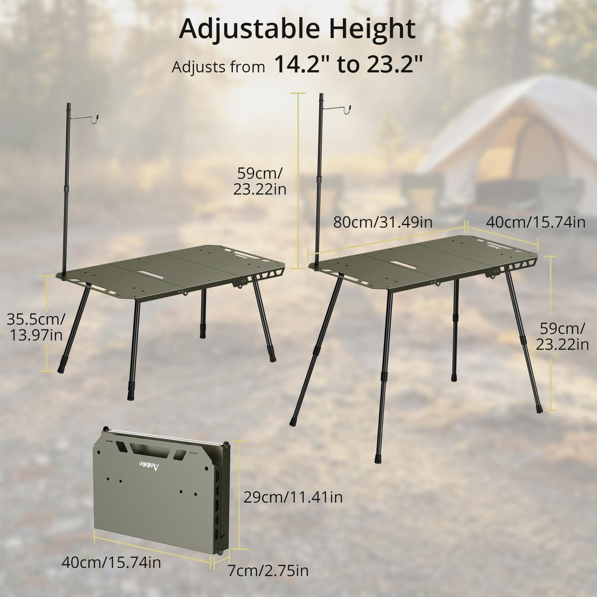 Adjustable Aluminum Folding Camping Table L5976