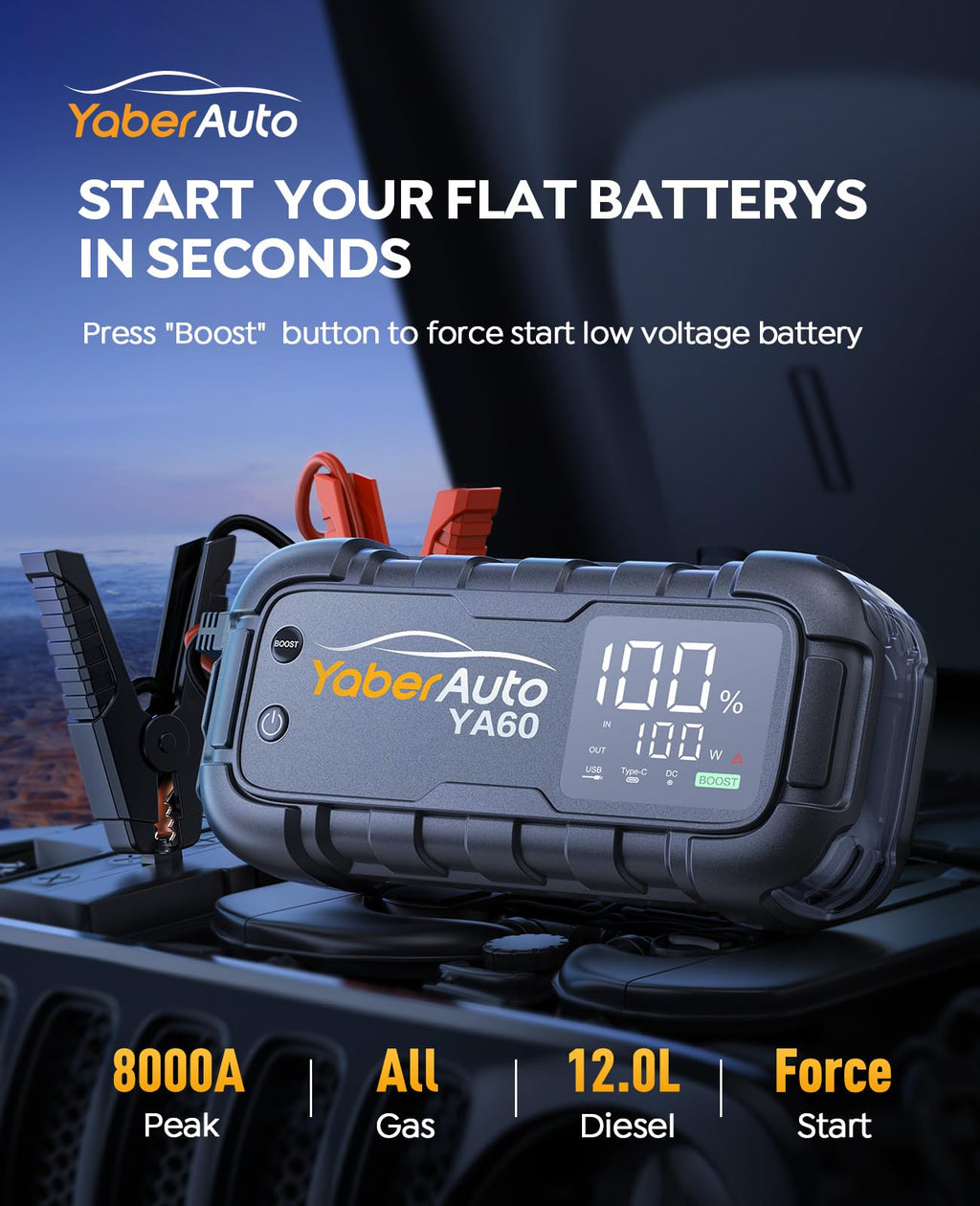 8000A Jump Starter 99Wh 65W Fast Charging G15951