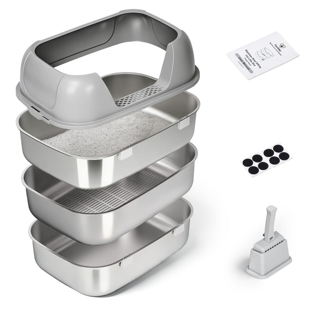 Stainless Steel Sifting Cat Litter Box H3807