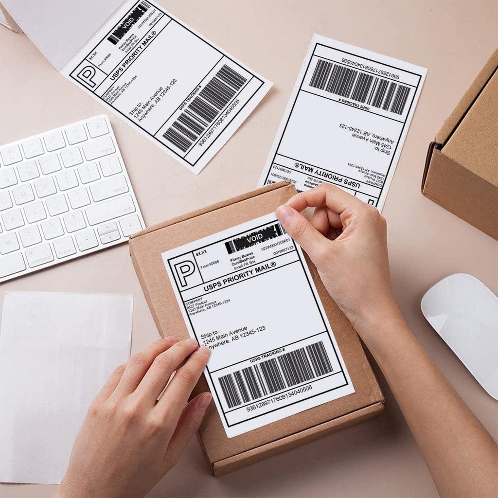 4 x 6 White Perforated Direct Thermal Labels, 1000 per Stack I849