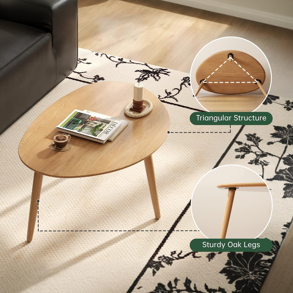 Small Oval Solid Wood Coffee Table A428291