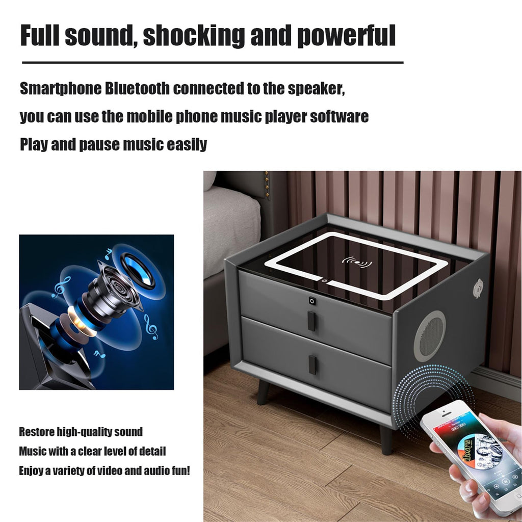 Pink 3 Drawer Smart Bedside Table with USB Charging C1787