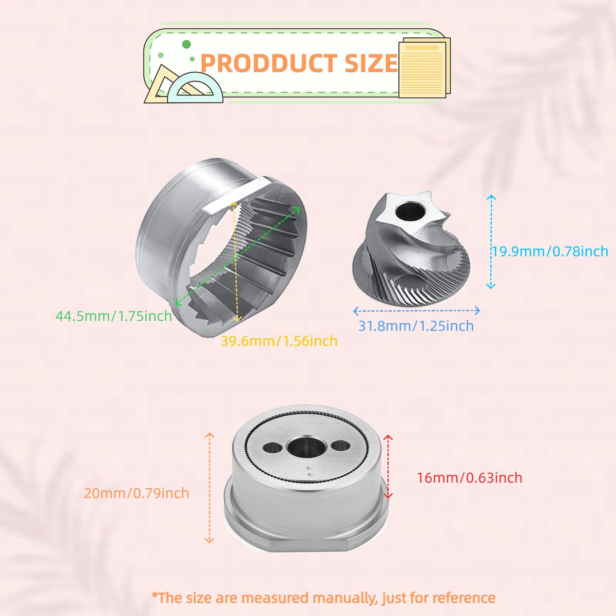 Conical Grinder Upper Lower Burrs Stainless Steel O578134