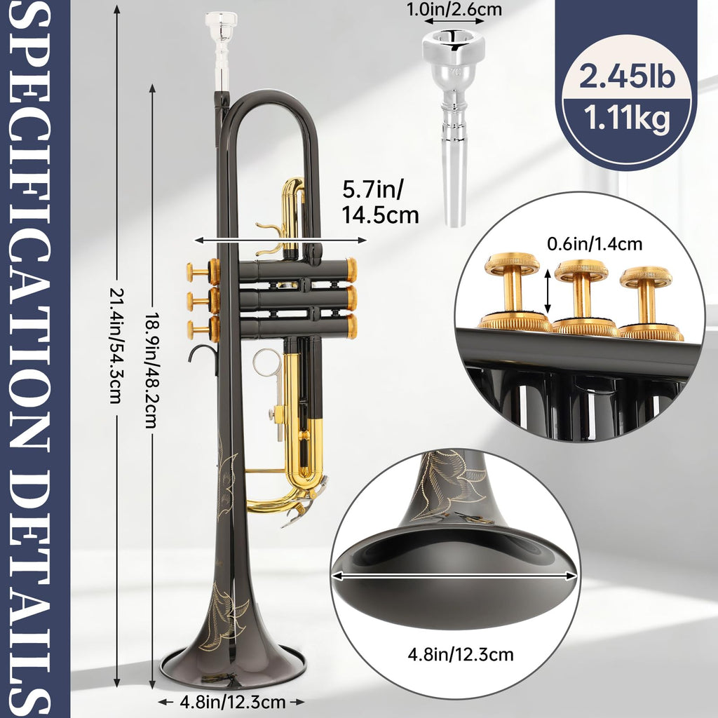 Bb Standard Trumpet with Case, Mouthpiece, Mute, Cleaning Kit A6275