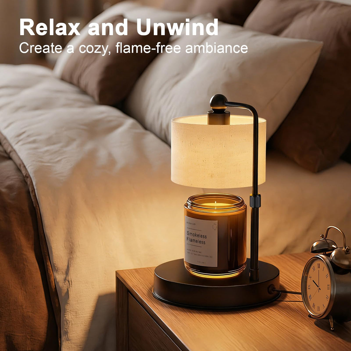 Black Dimmable Candle Warmer Lamp with Timer C5053