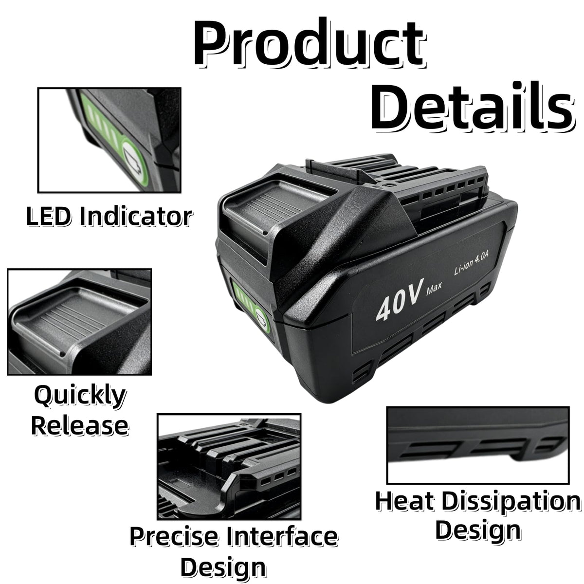 40V 4.0Ah Battery 2 Pack T640