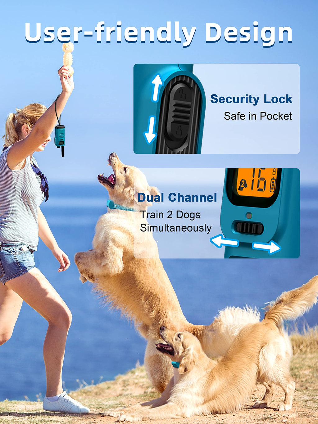 Waterproof Rechargeable Dog Training Collar with Remote U731
