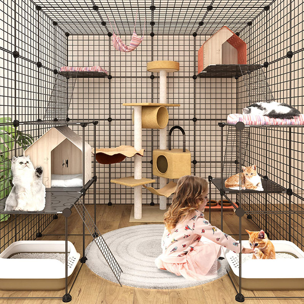 Cat Cage Indoor Playpen Metal Wire Kennel Small Animal Crate I5660