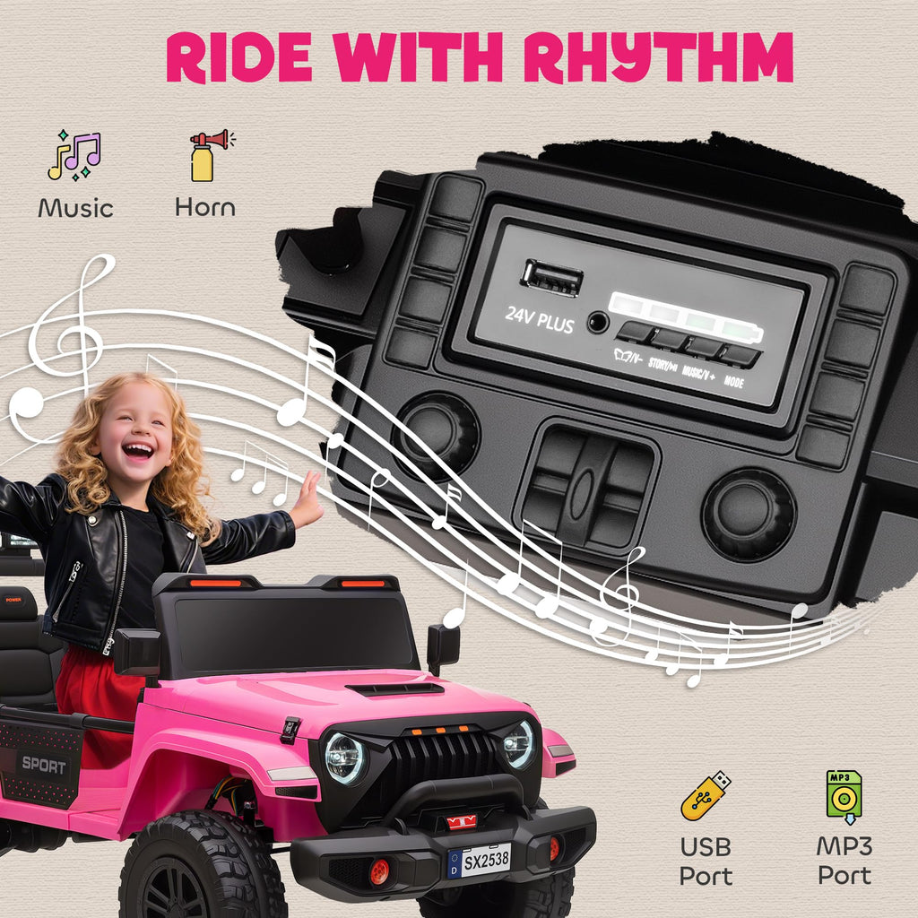 24V 2-Seater Kids Ride on Truck Car Pink L8928