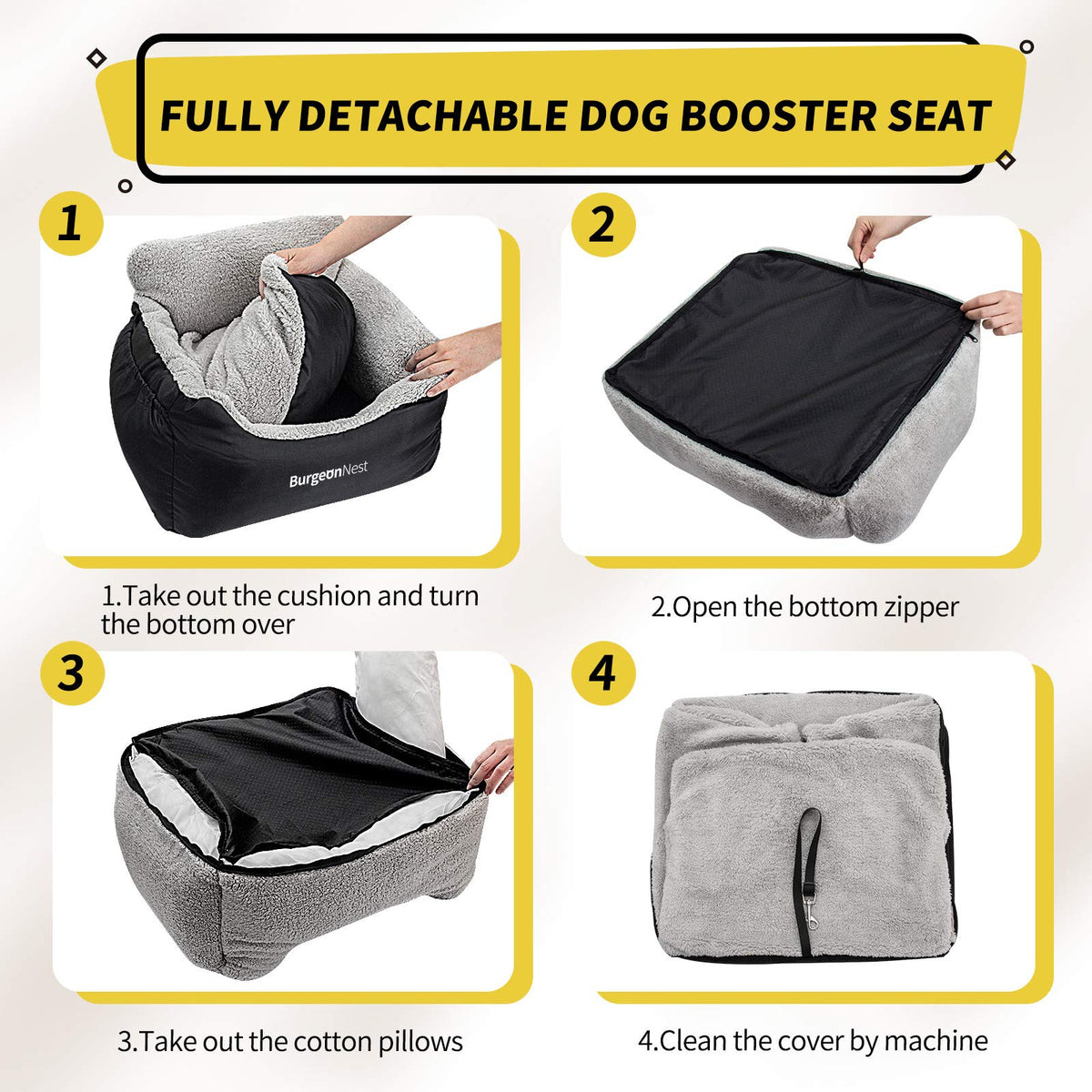 Dog Car Seat for Small Dogs & Cats Under 25 lbs, Black U879