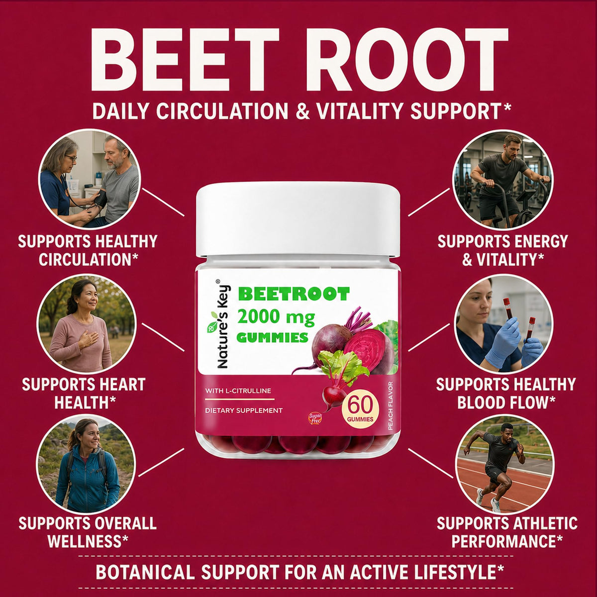Beet Root Gummies 60 Count Vegan Non-GMO Gluten Free O96779