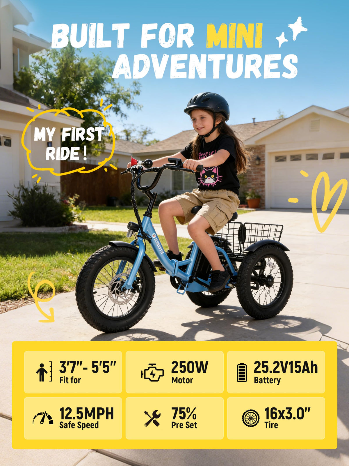 Blue Fat Tire Folding Electric Trike R245790