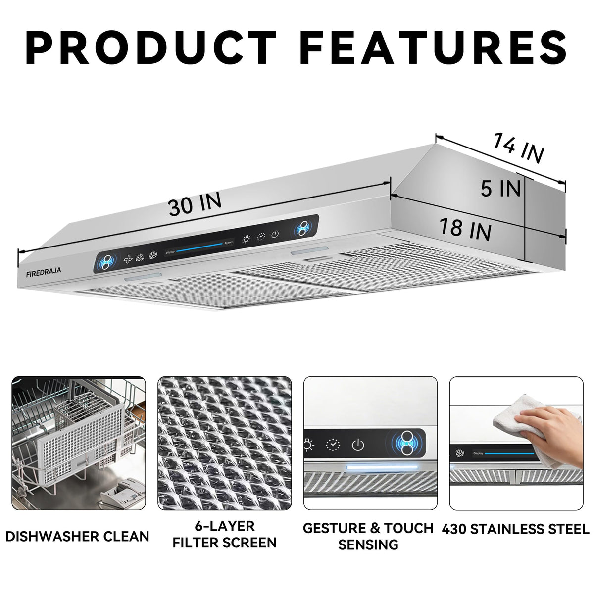 30 Inch 550 CFM Stainless Steel Under Cabinet Range Hood P6353