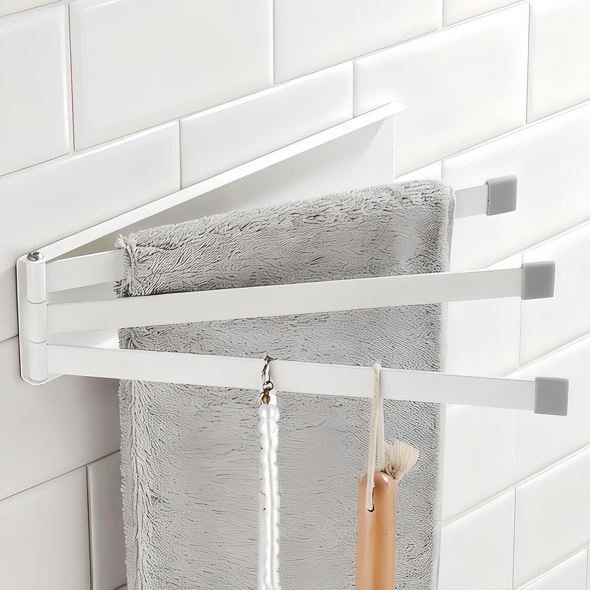 Swivel Kitchen Towel Rack 3-Arm White P71510