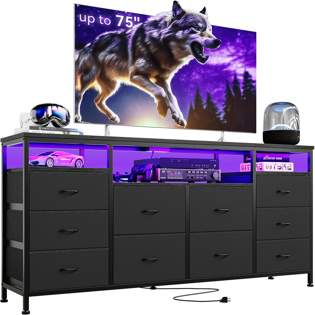 Black 10 Drawer Dresser TV Stand O27415