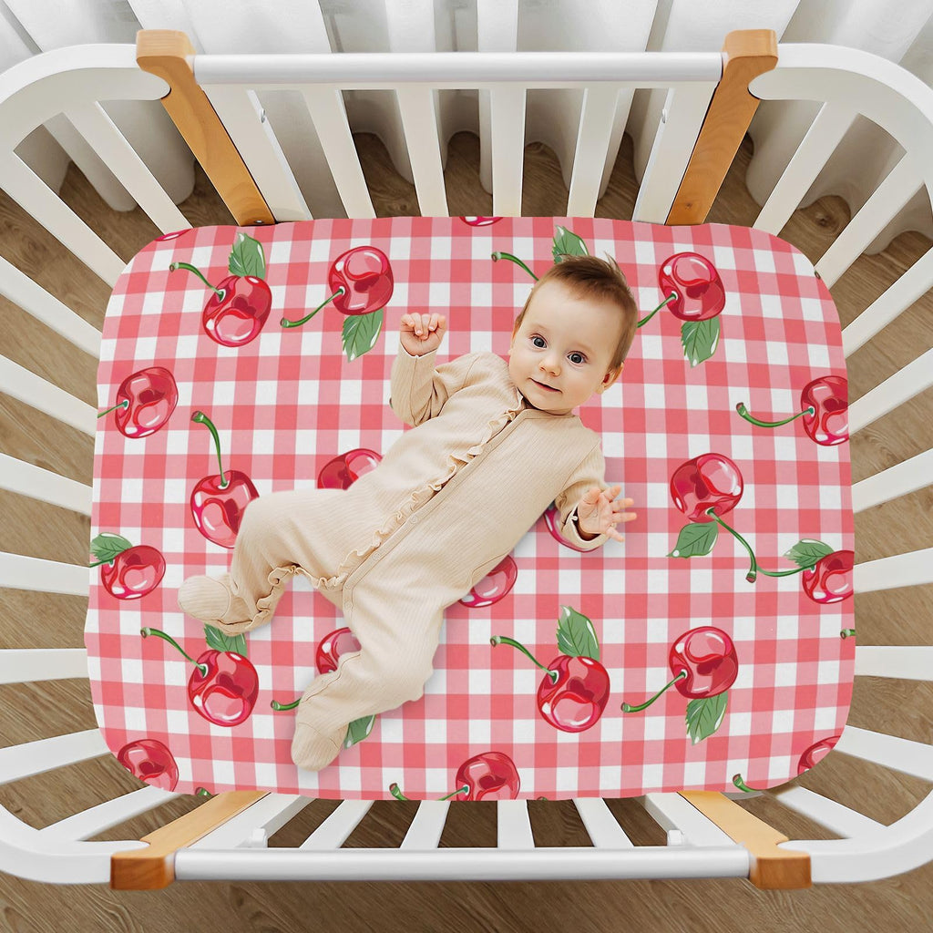 Cherry Buffalo Plaid Fitted Crib Sheet X8096