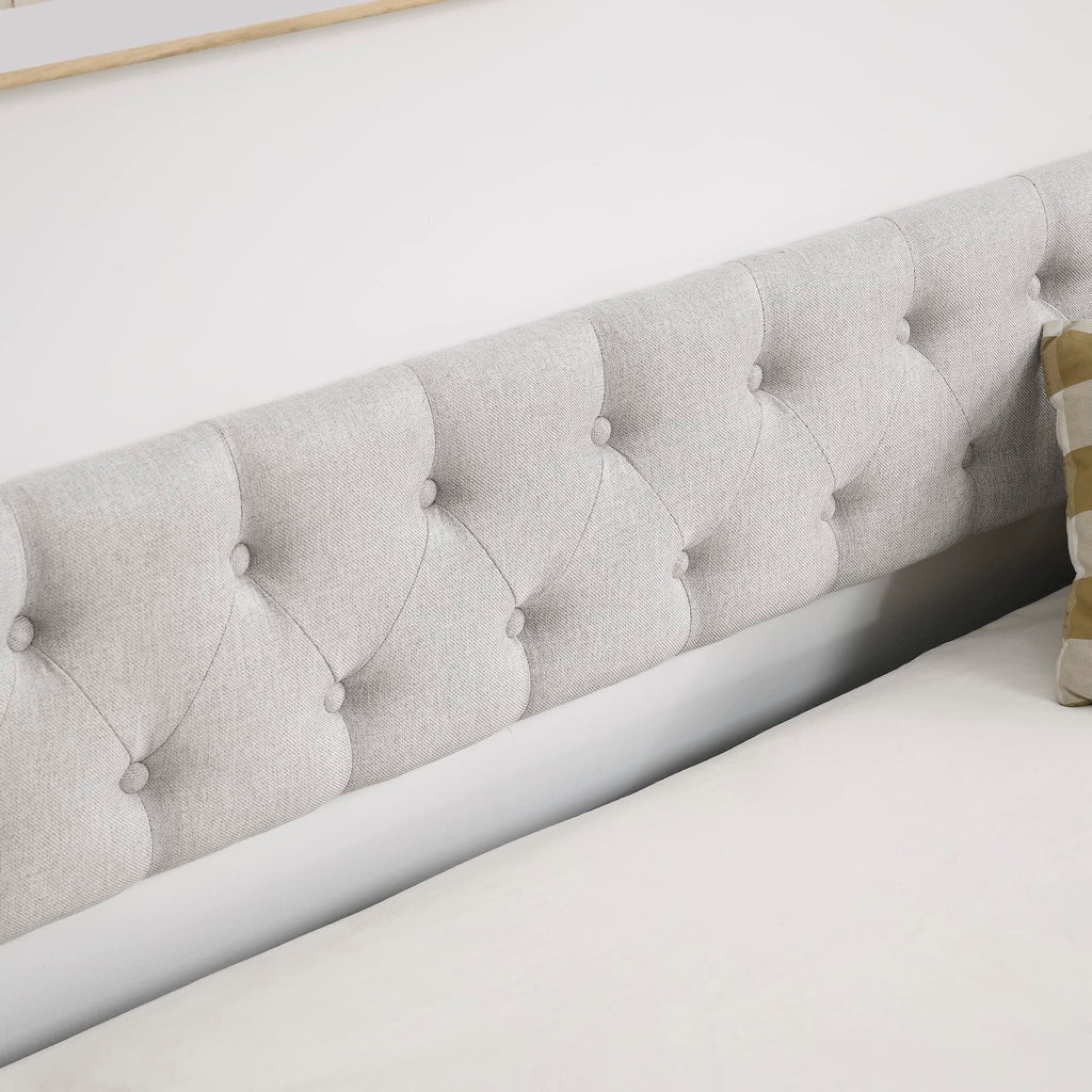 Upholstered Button Tufted Twin Size Daybed with Trundle A70129