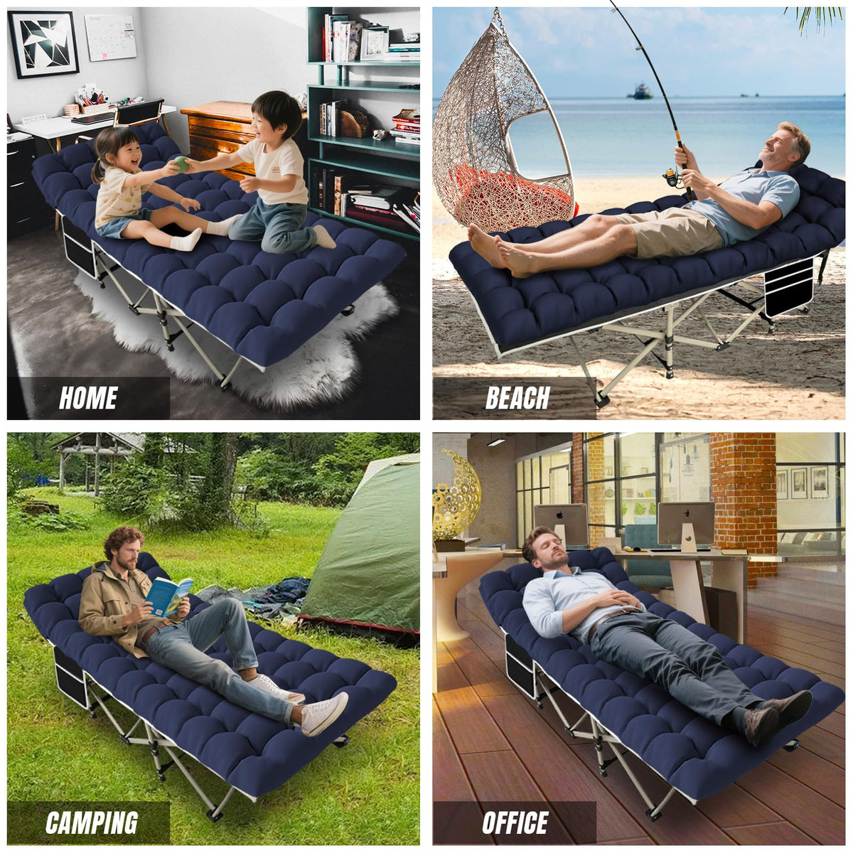 Folding Camping Cot with Mattress and Carry Bag A448