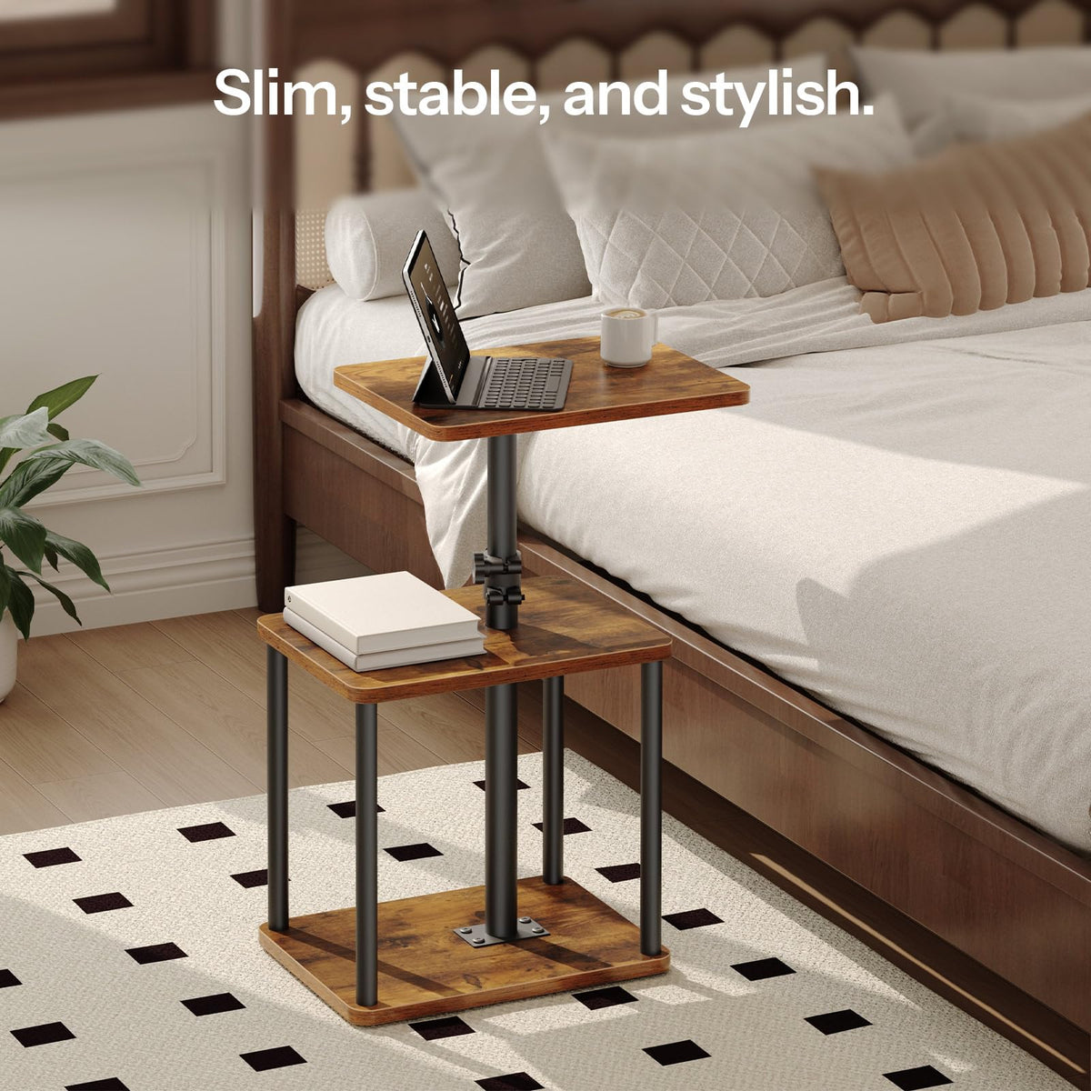 360° Rotating Height Adjustable End Table J840730