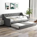 Grey Upholstered Twin Daybed with Trundle N9302