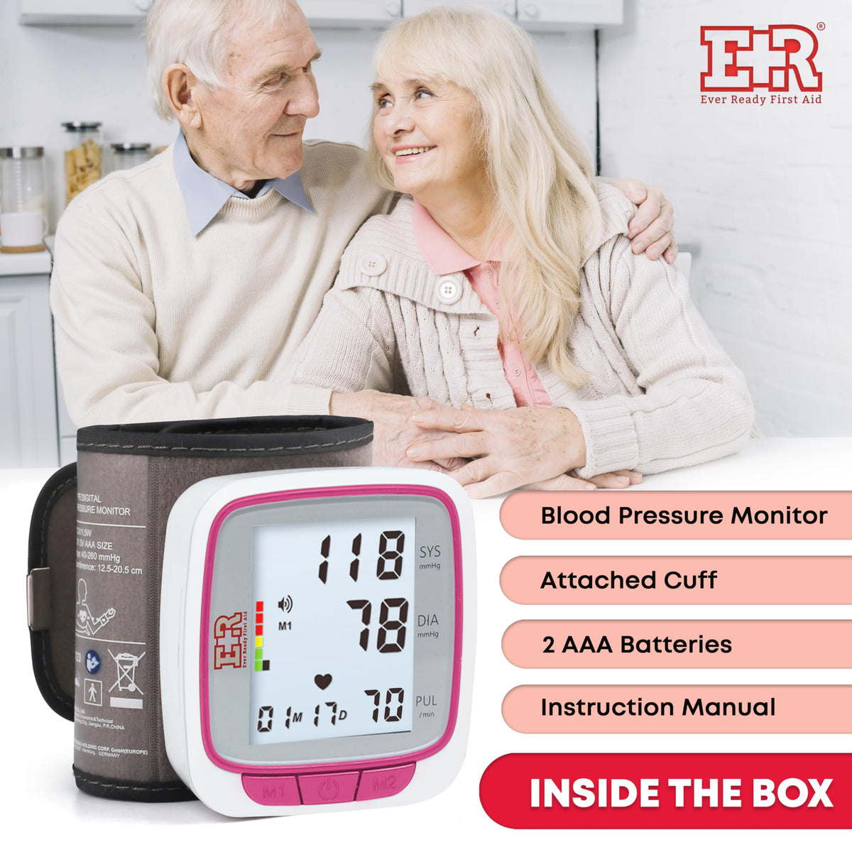 Pink Wrist Blood Pressure Monitor Q304485