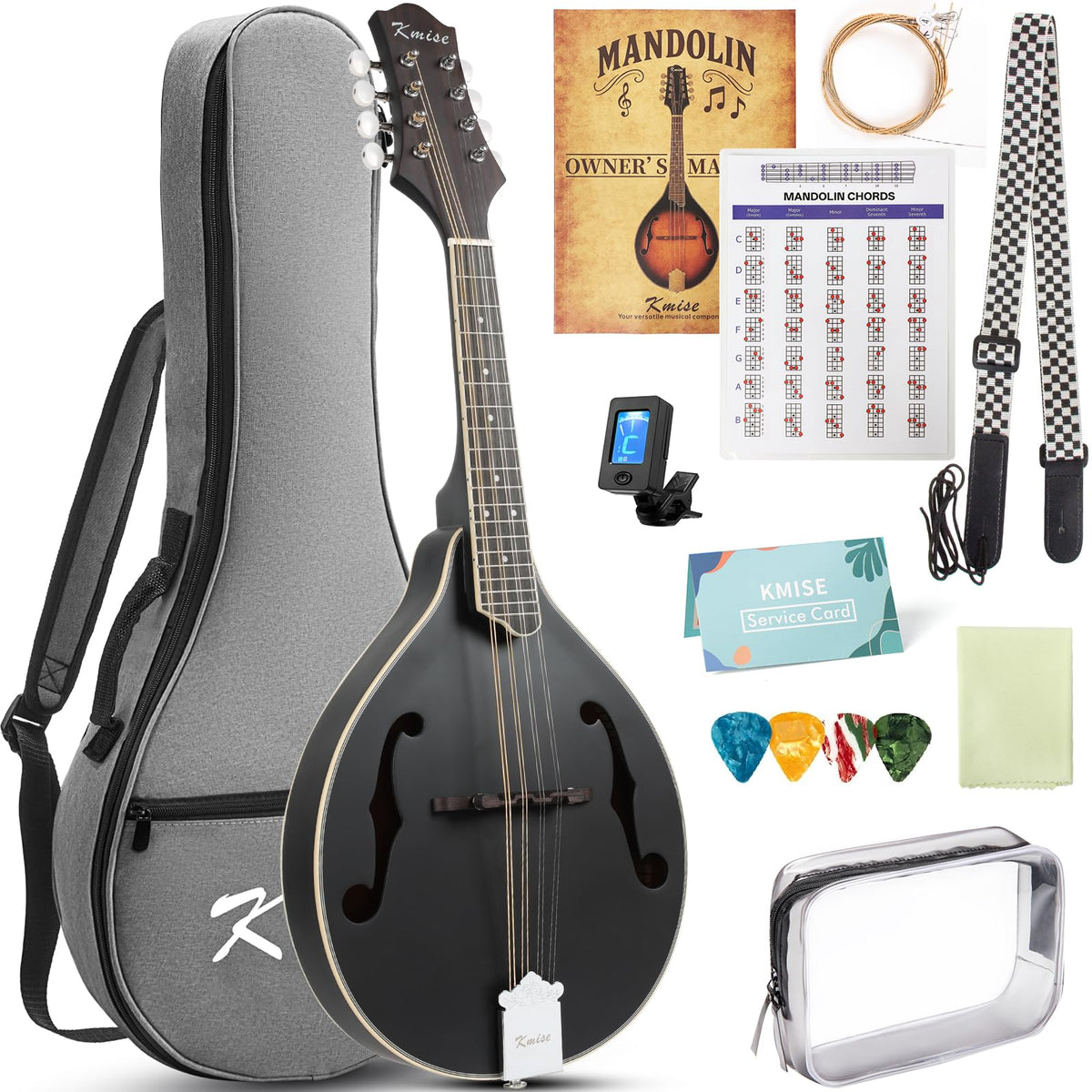 8 String A Style Acoustic Mandolin Kit with Tuner Strap Gig Bag G464