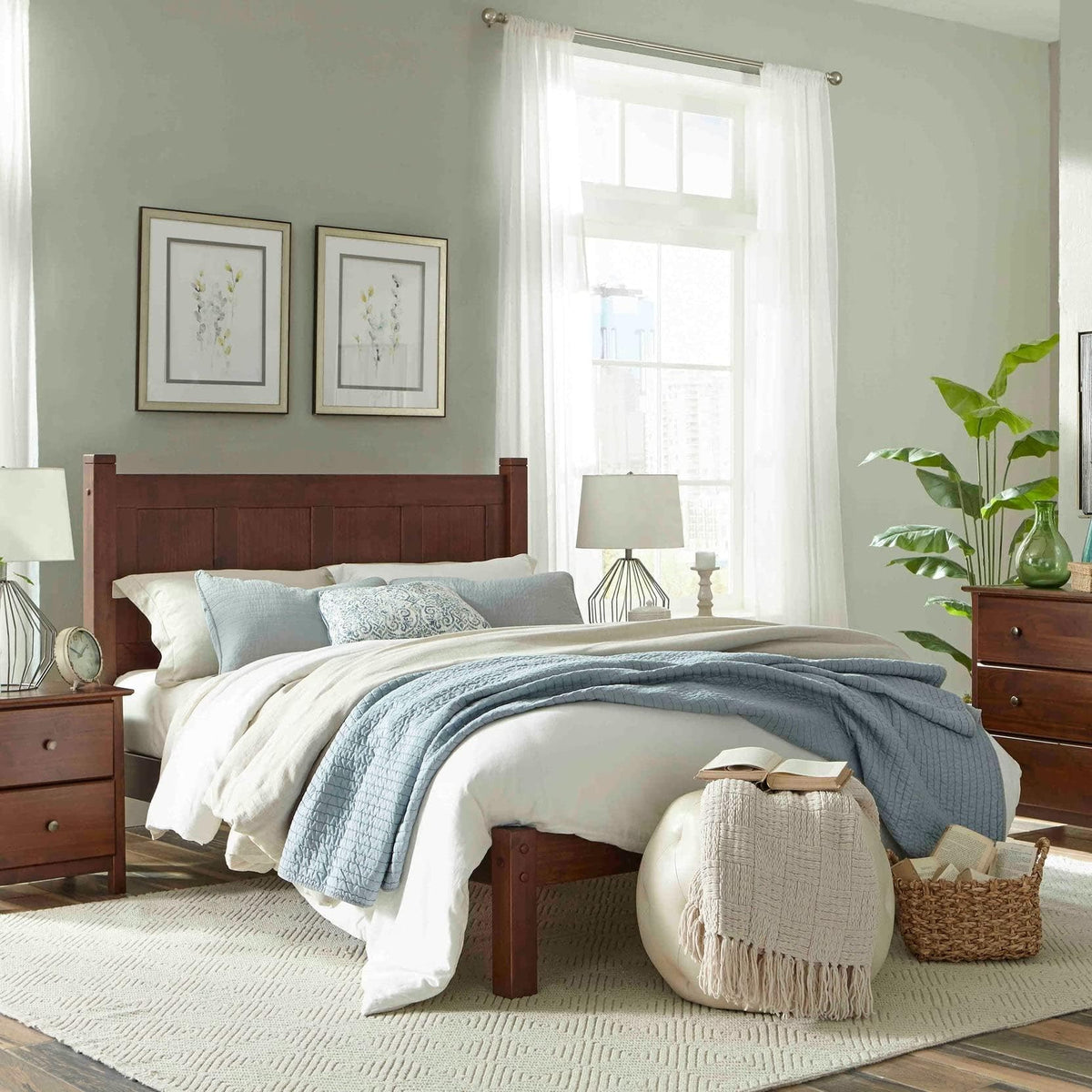 Solid Wood Platform Bed, Full Size, Cherry R650931