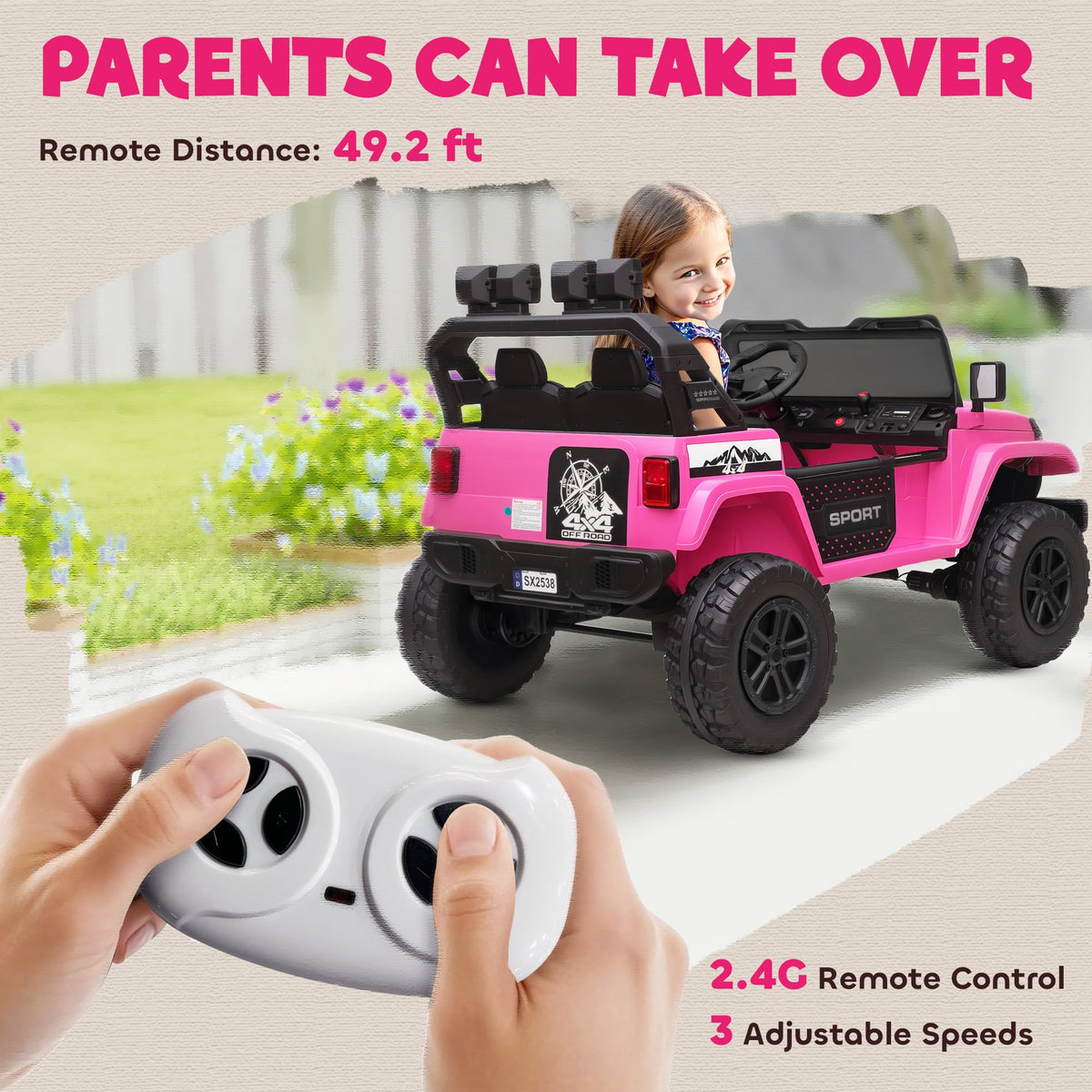 24V 2-Seater Kids Ride on Truck Car Pink L8928
