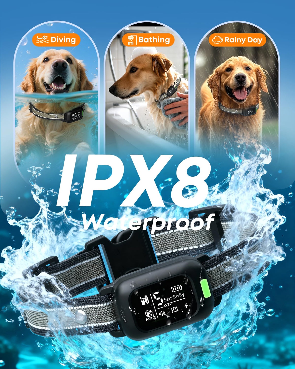 2-in-1 Dog Bark & Shock Collar with Remote F495