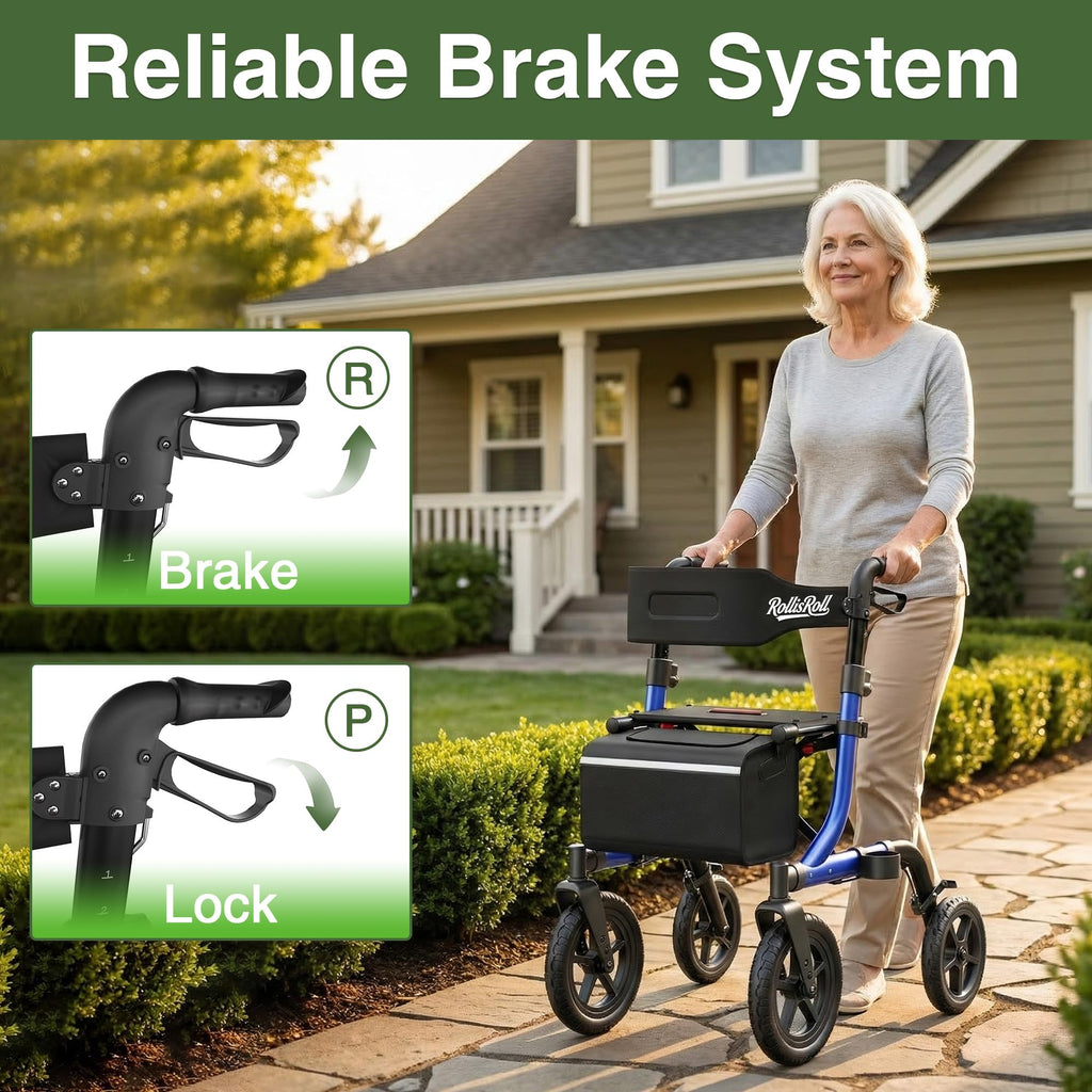 Blue Foldable Rollator Walker with Seat V562