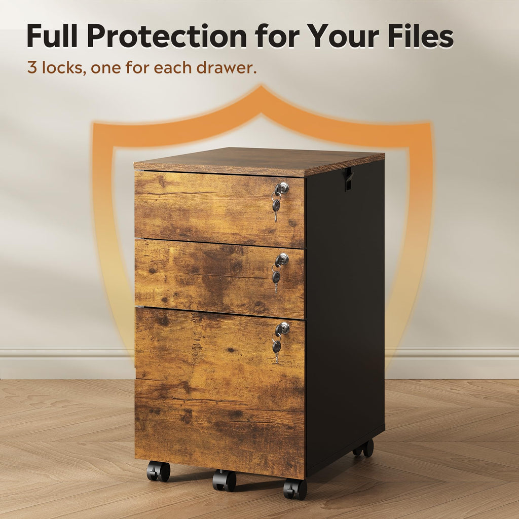 3 Drawer Wood File Cabinet with Locks Z37862