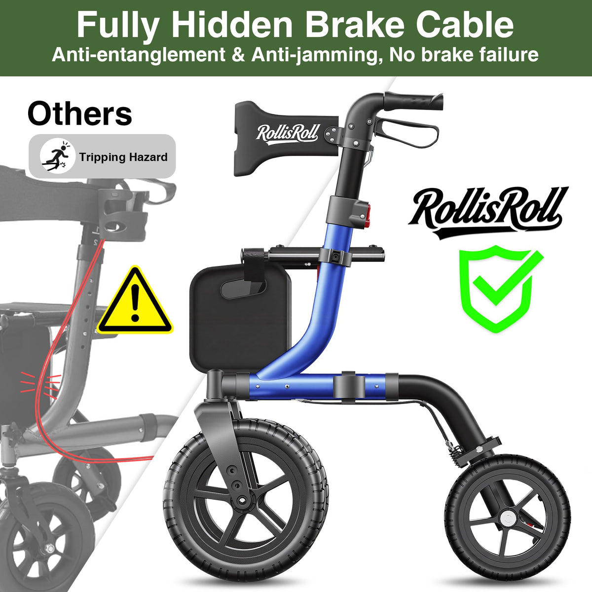 Blue Foldable Rollator Walker with Seat V562
