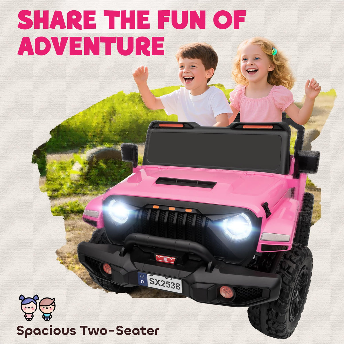 24V 2-Seater Kids Ride on Truck Car Pink L8928