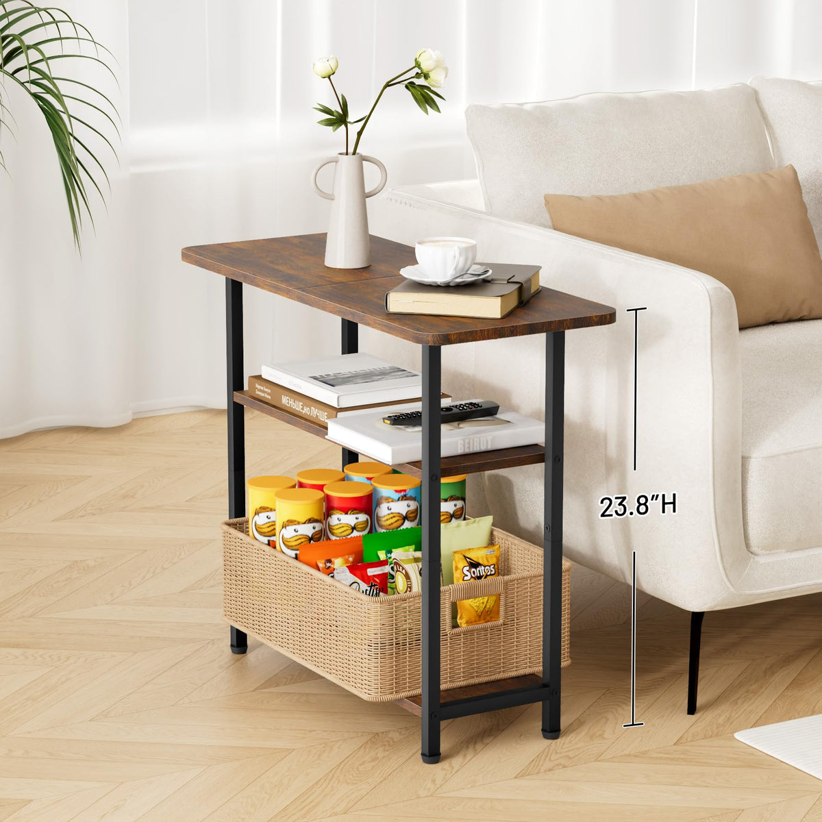 3-Tier Side Table with Storage Tabletop E90316