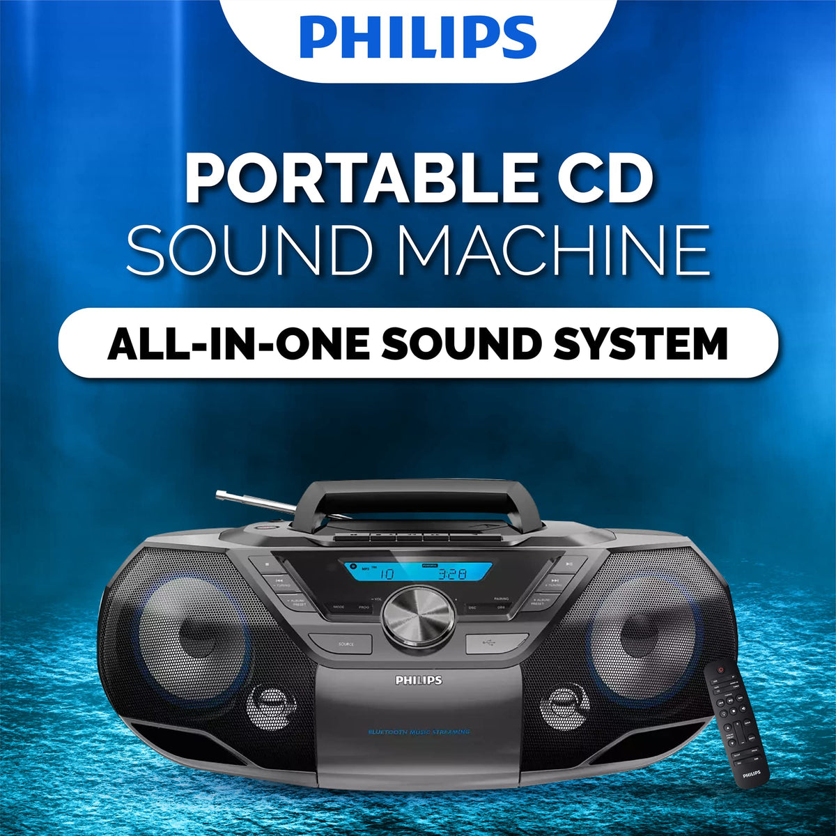 Portable CD Player Boombox with Cassette Player Bluetooth Stereo V6346