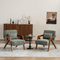 Mid-Century Modern Chenille Accent Chair Set of 2 with Wood Frame J50981