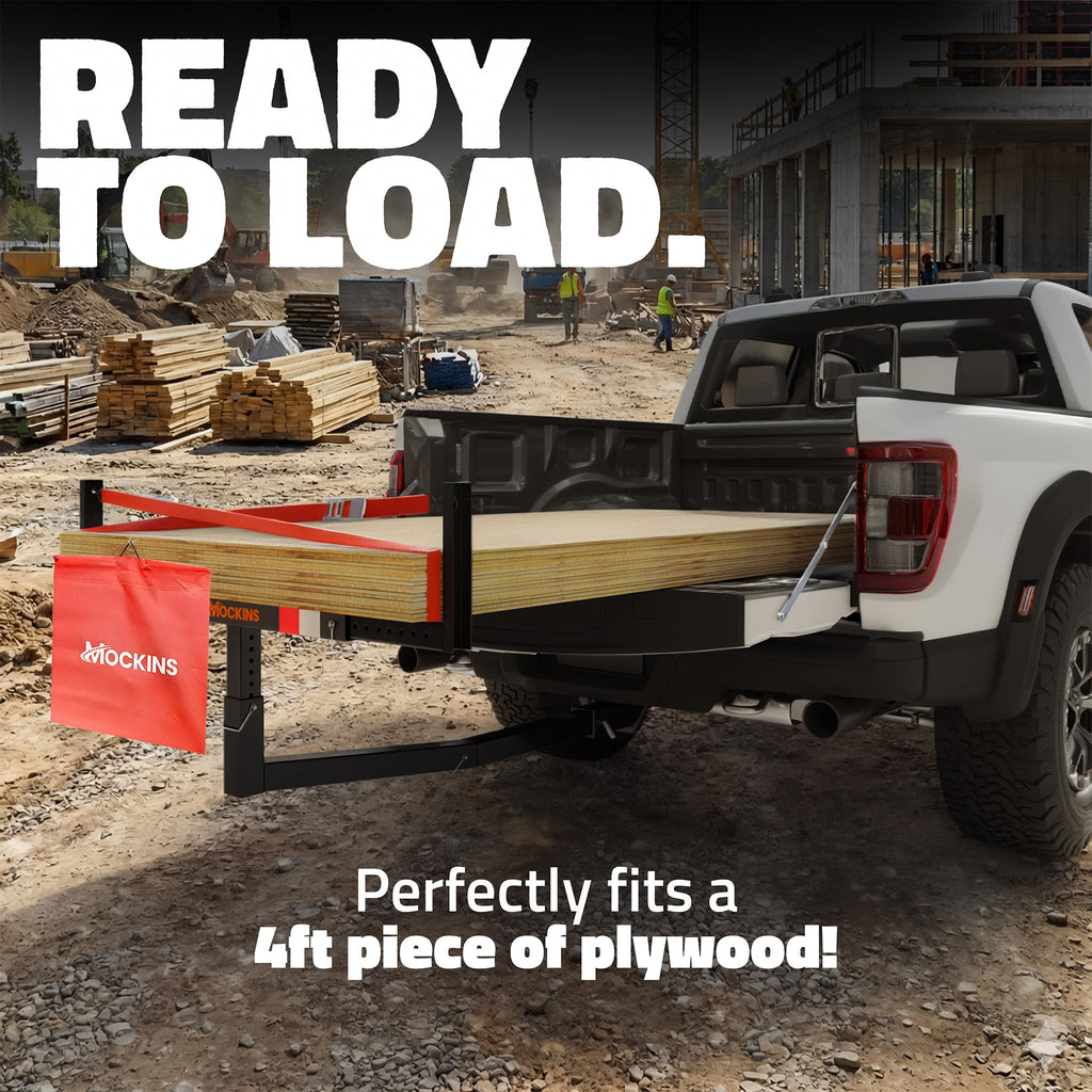 750 Lbs Cap Hitch Mount Truck Bed Extender with Stabilizer & Straps T40651