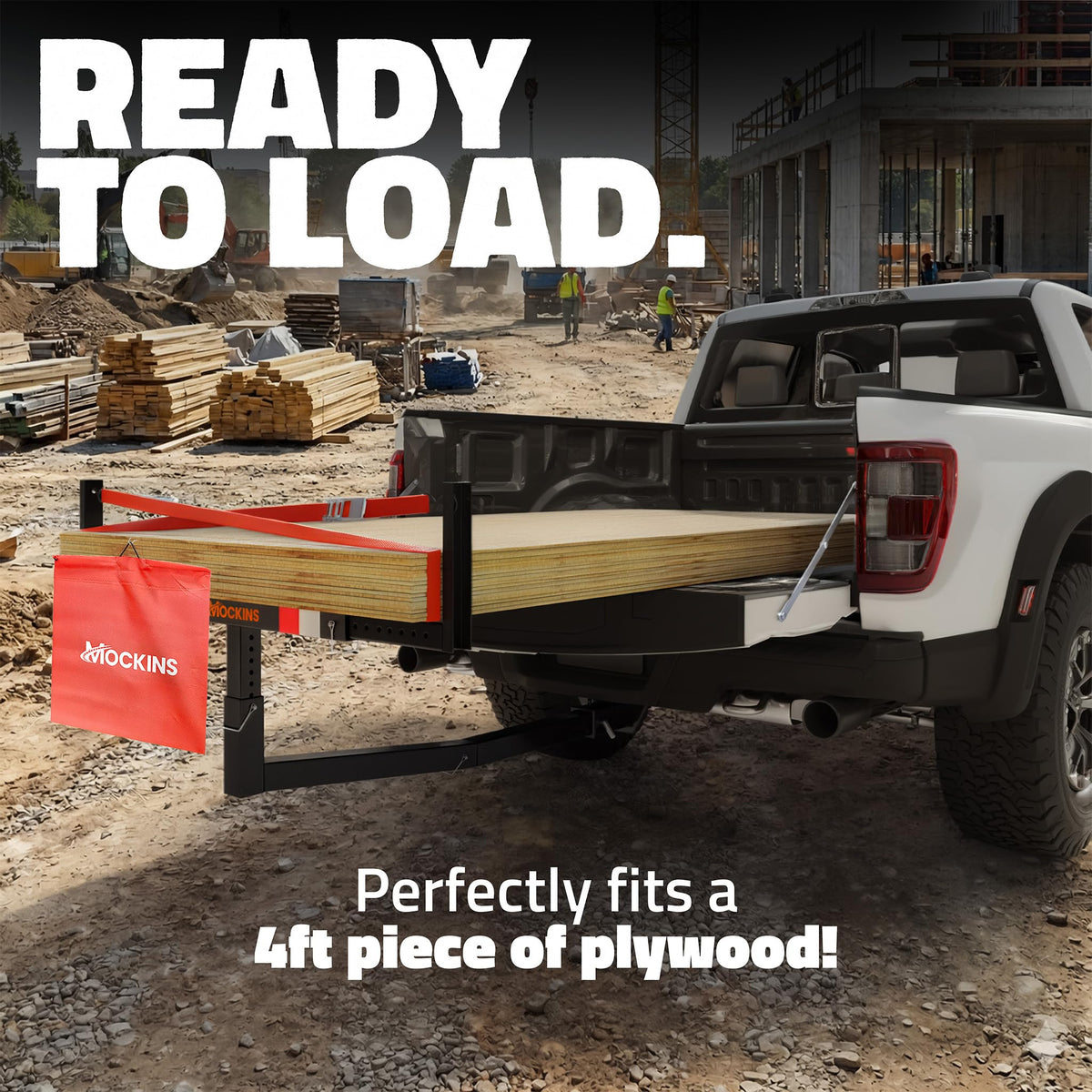 750 Lbs Cap Hitch Mount Truck Bed Extender with Stabilizer & Straps T40651