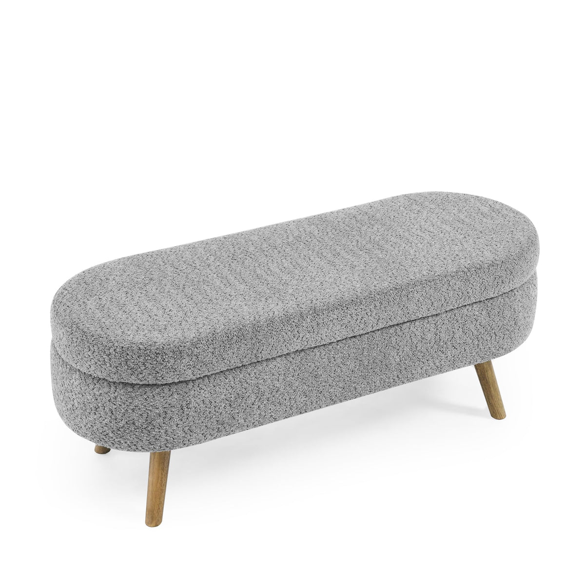 Oval Storage Bench with Rubber Wood Legs, Gray N295