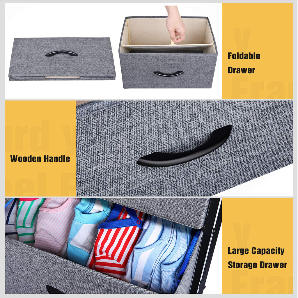 Black Grey 4 Drawer Fabric Storage Dresser W408673