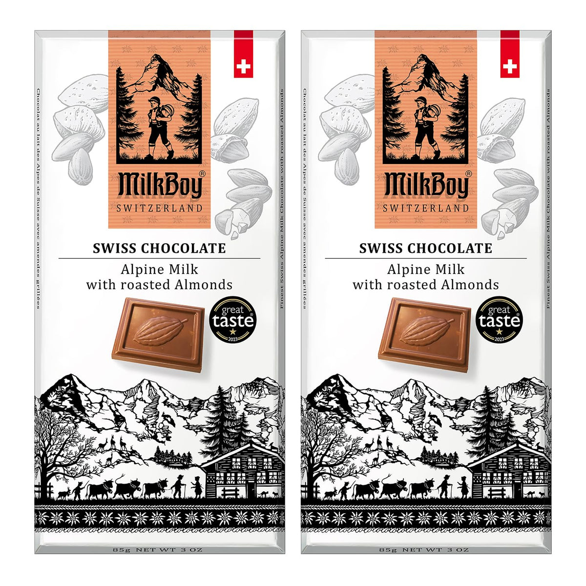 Milk Chocolate Bar with Almonds 3 oz 2 Pack A6518