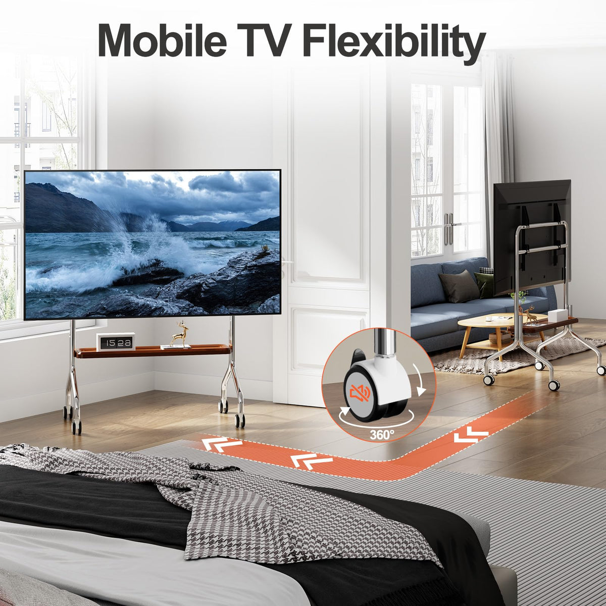 Rolling TV Stand for 32-75" TVs with Shelf L97778