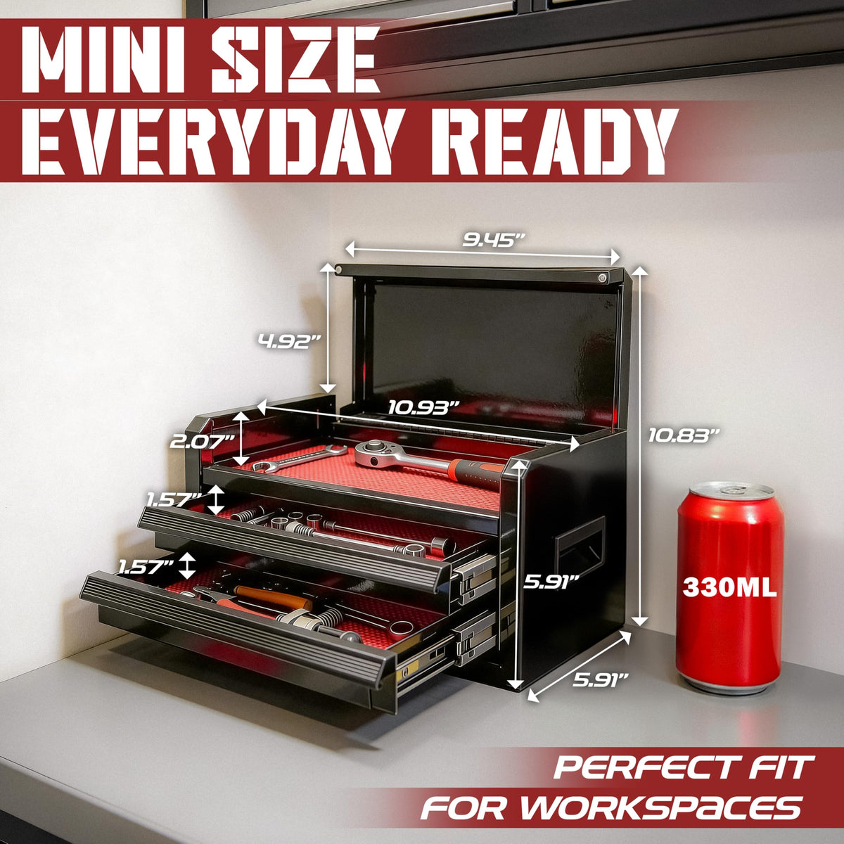 Black 2 Drawer Steel Tool Box N675972