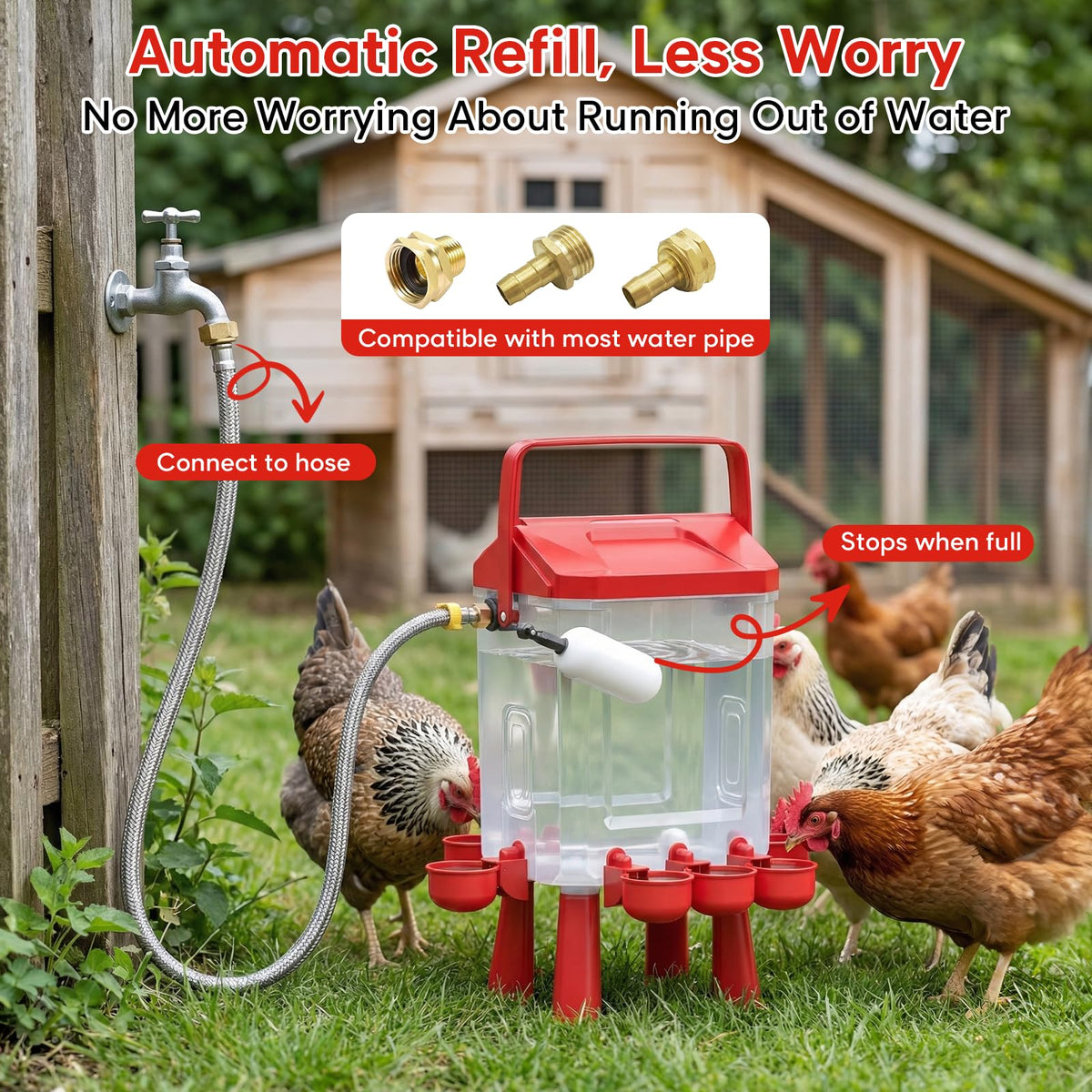 Automatic Chicken Waterer 3 Gallons with Float Valve C694