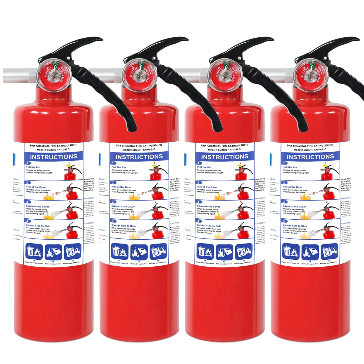4 Pack ABC Dry Chemical Fire Extinguishers M5516