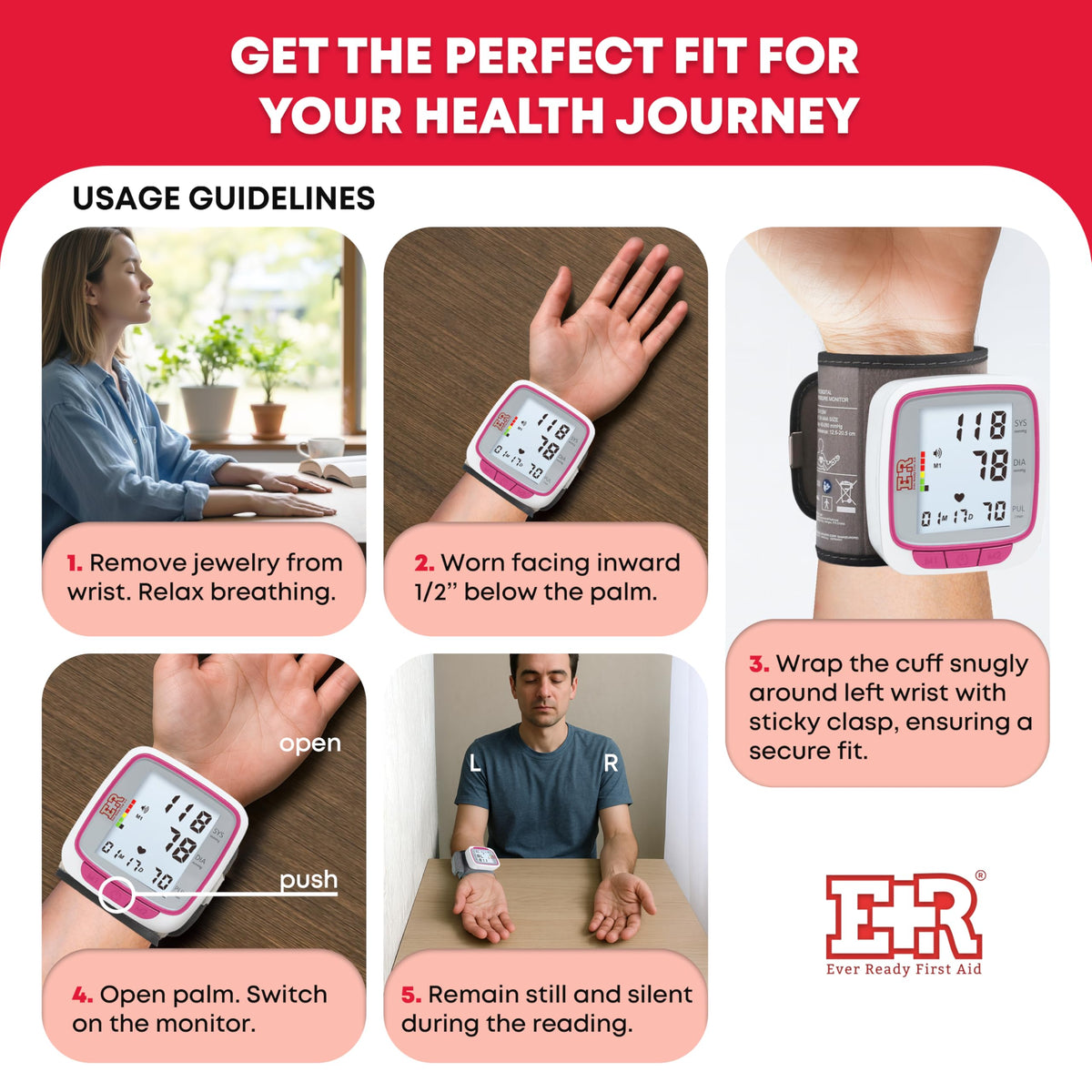 Pink Wrist Blood Pressure Monitor Q304485