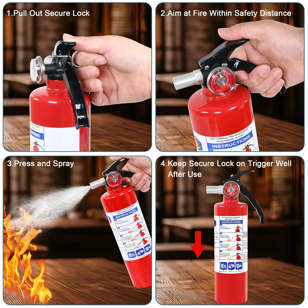 4 Pack ABC Dry Chemical Fire Extinguishers M5516